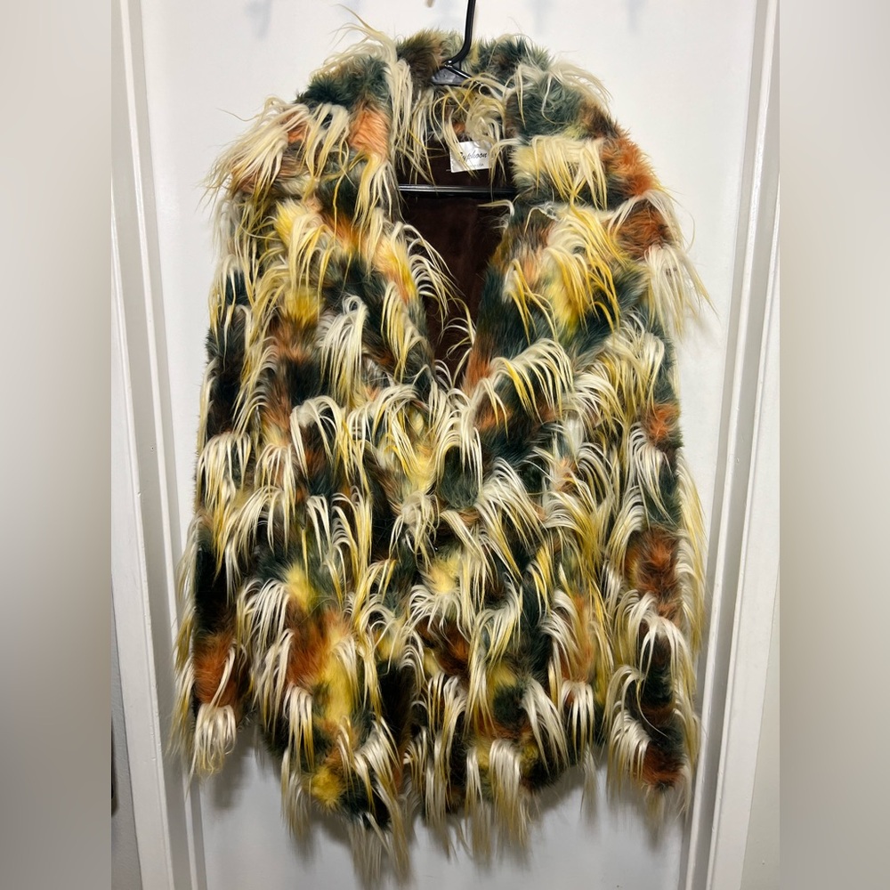 Furrocious Faux Fur Festival Jacket, Womens Size Medium Short Playa Coat